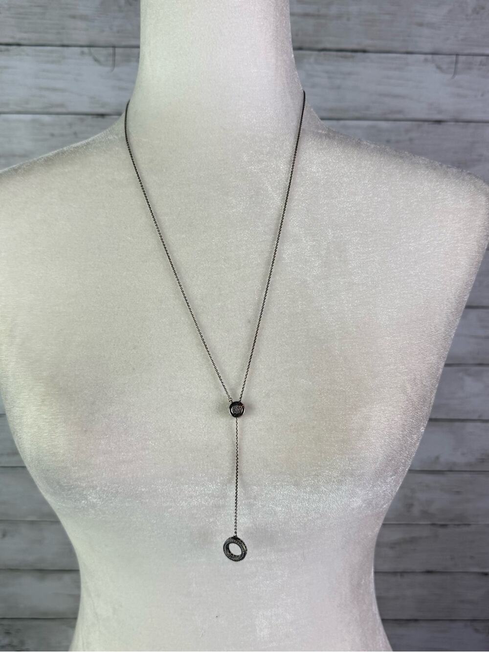 PANDORA Signature Logo Pavé Circle Y-Necklace 16”